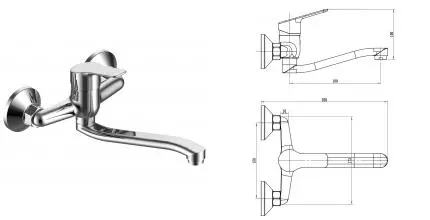 Смеситель для кухонной мойки «VODA» Wave WA02 хром Смеситель для кухонной мойки «VODA» Wave WA02 хром