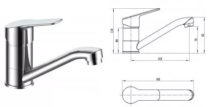 Смеситель для кухонной мойки «VODA» Wave WA15 хром Смеситель для кухонной мойки «VODA» Wave WA15 хром