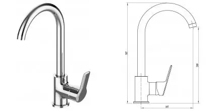 Смеситель для кухонной мойки «VODA» Wave WA519 хром Смеситель для кухонной мойки «VODA» Wave WA519 хром