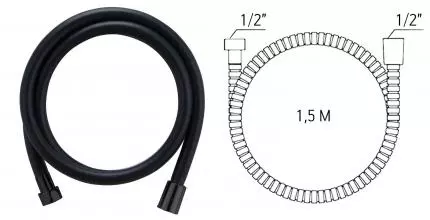 Душевой шланг «VODA» VDSR150Black 150 см чёрный