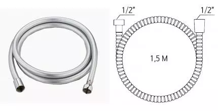 Душевой шланг «VODA» VLSR150 150 см серый Душевой шланг «VODA» VLSR150 150 см серый