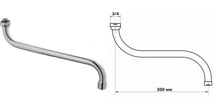 Излив к смесителю «VODA» VSPS300L 30 хром