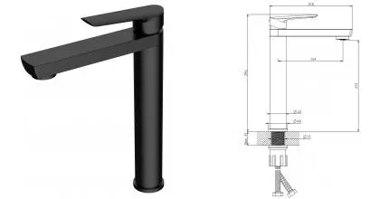 Смеситель для раковины «ESKO» Lagos Black LG25B чёрный