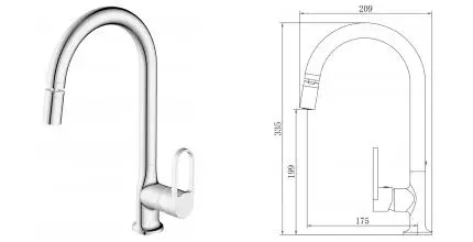 Смеситель для кухонной мойки «VODA» Harbor HR519AR хром