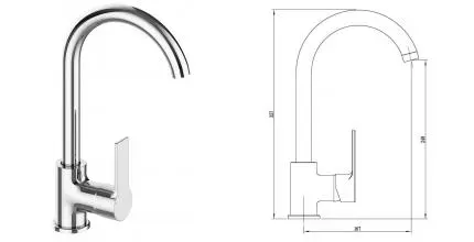 Смеситель для кухонной мойки «VODA» Raft RF519 хром Смеситель для кухонной мойки «VODA» Raft RF519 хром