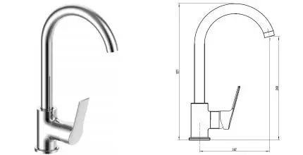 Смеситель для кухонной мойки «VODA» Rock RK519 хром