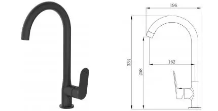 Смеситель для кухонной мойки «VODA» Shore Black SHR519B чёрный