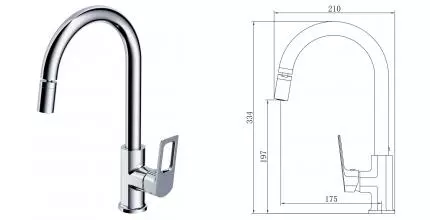 Смеситель для кухонной мойки «VODA» Surf SF519AR хром