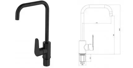 Смеситель для кухонной мойки «VODA» Waterfall WF519B чёрный