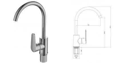 Смеситель для кухонной мойки «VODA» Waterfall WF519R хром Смеситель для кухонной мойки «VODA» Waterfall WF519R хром