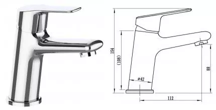 Смеситель для раковины «VODA» Wave WA26M хром
