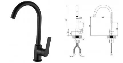 Смеситель для кухонной мойки «ESKO» Singapore Black SB 519 чёрный