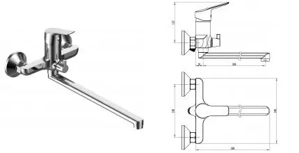 Смеситель для ванны с душем «VODA» Spring SG31 хром Смеситель для ванны с душем «VODA» Spring SG31 хром