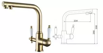 Смеситель для кухни с подключением к фильтру «ESKO» Kitchen PW03Вr бронза Смеситель для кухни с подключением к фильтру «ESKO» Kitchen PW03Вr бронза