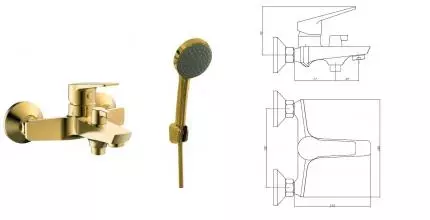 Смеситель для ванны с душем «ESKO» Murano Gold MR54Gold золото Смеситель для ванны с душем «ESKO» Murano Gold MR54Gold золото