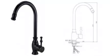 Смеситель для кухонной мойки «ESKO» Twiggy TG 519 B чёрный