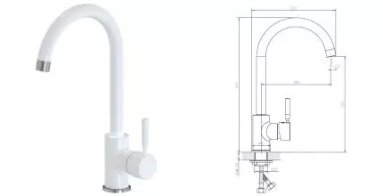 Смеситель для кухонной мойки «ESKO» Fresco FR 519 W белый
