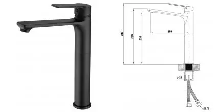 Смеситель для раковины «ESKO» Singapore Black SB 25 чёрный
