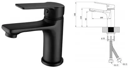 Смеситель для раковины «ESKO» Singapore Black SB 26 чёрный