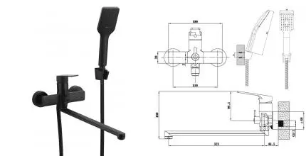 Смеситель для ванны с душем «ESKO» Singapore Black SB 31 чёрный