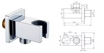 Подключение для душевого шланга «ESKO» SH805Q с держателем для лейки хром Подключение для душевого шланга «ESKO» SH805Q с держателем для лейки хром