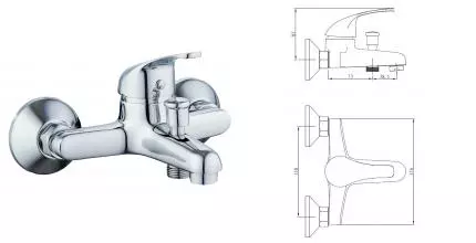 Смеситель для ванны с душем «VODA» Sky SY 54 w/a хром