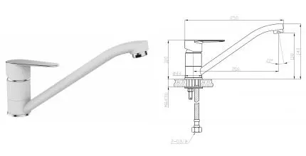 Смеситель для кухонной мойки «VODA» Snow Kitchen SW 05 k белый