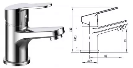 Смеситель для раковины «VODA» Tide TD26 хром