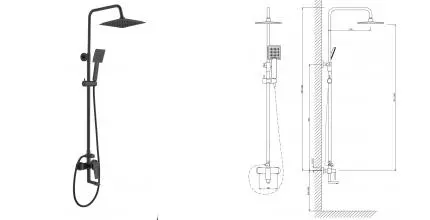 Душевая система «VODA» VST115Bl чёрная Душевая система «VODA» VST115Bl чёрная