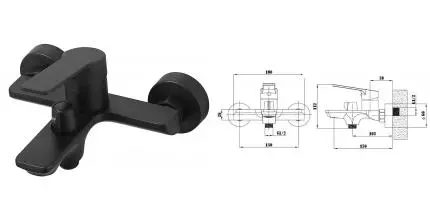 Смеситель для ванны с душем «ESKO» Singapore Black SB 54 чёрный