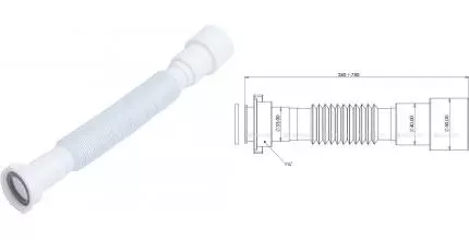 Отвод для раковины или мойки «Aquanet» 1 1/4''x40/50мм