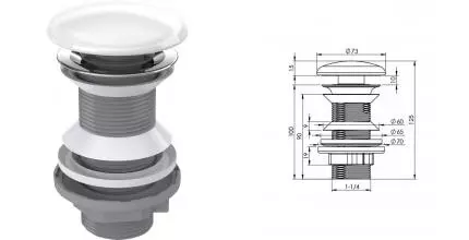 Донный клапан для раковины «Aquanet» click/clack 5/4'' 342071 с механизмом Клик-Клак белый
