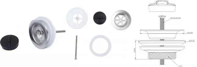 Донный клапан для раковины «Aquanet» 00339429 матовый хром