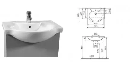 Раковина «Vitra» Arkitekt 66 4047B003-0001 фарфоровая белая