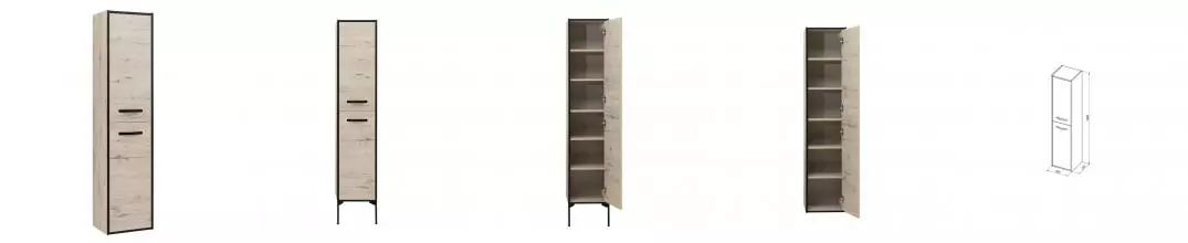 Пенал «Aquanet» Лофт 35 подвесной дуб веллингтон белый правый