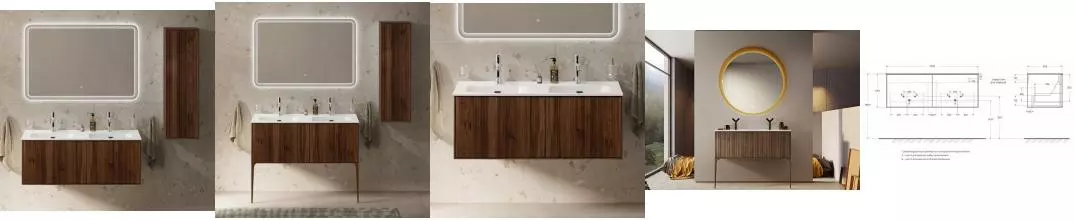 Мебель для ванной подвесная «Cezares» Portofino 120 Noce