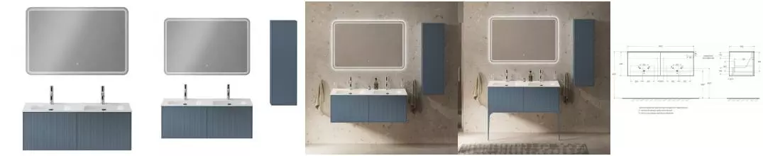 Мебель для ванной подвесная «Cezares» Portofino 120 Blu Avio