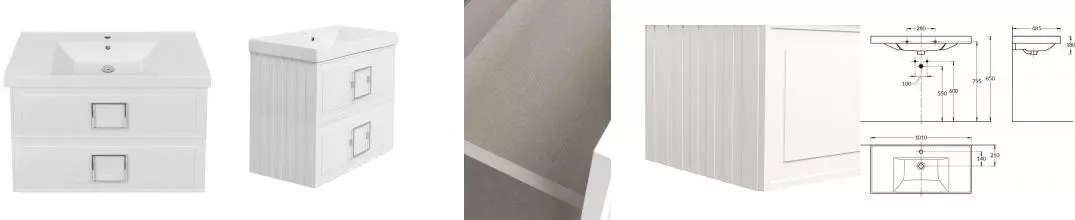 Тумба с раковиной «La Fenice» Cubo Twin 100 (Cubo 100) подвесная Bianca ручки Cromo
