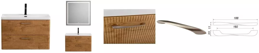 Тумба с раковиной «Belbagno» Due 80 с ручками (BB-8076-3-80) подвесная Rovere Nature