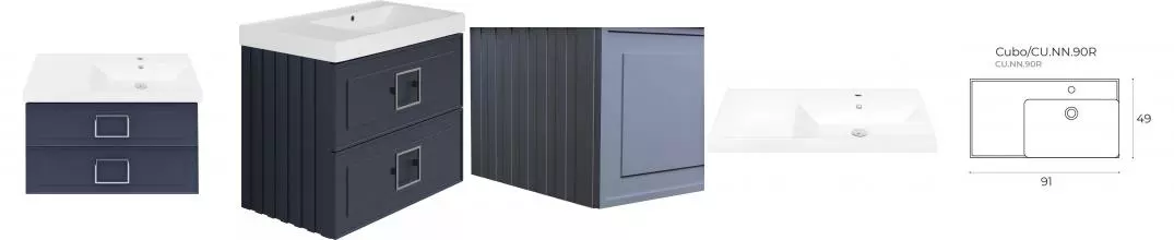 Тумба с раковиной «La Fenice» Cubo Twin 90 (Cubo 90 правая) подвесная Blu Grigio ручки Cromo Тумба с раковиной «La Fenice» Cubo Twin 90 (Cubo 90 правая) подвесная Blu Grigio ручки Cromo
