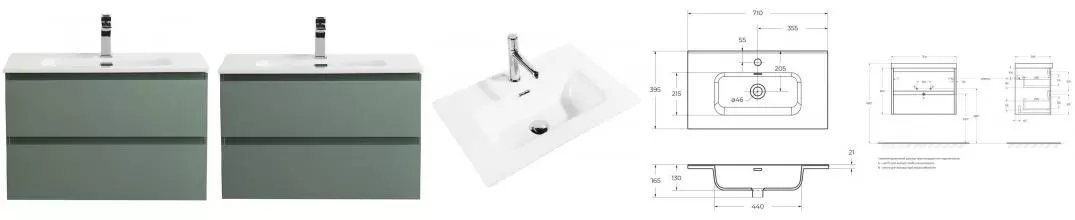 Тумба с раковиной «Belbagno» Kraft 39 70 (70/39) подвесная еловая матовая