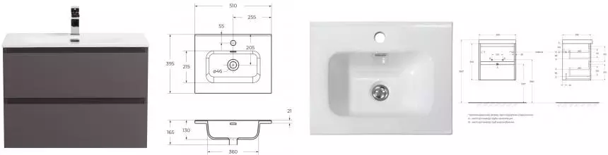Тумба с раковиной «Belbagno» Kraft 39 50 (50/39) подвесная тёмно-серая матовая