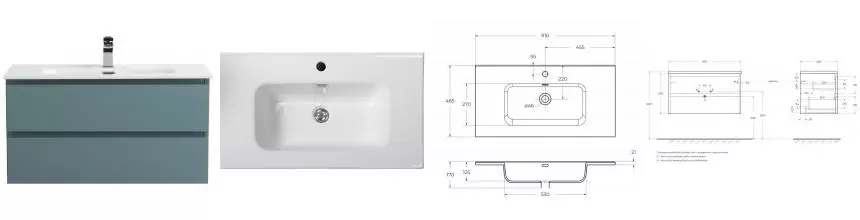 Тумба с раковиной «Belbagno» Kraft 90 (90/50) подвесная голубая матовая