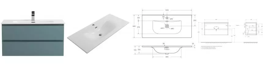 Тумба с раковиной «Belbagno» Kraft 100 (BB-8099-100 101/46) подвесная голубая матовая