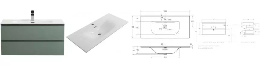 Тумба с раковиной «Belbagno» Kraft 100 (BB-8099-100 101/46) подвесная еловая матовая