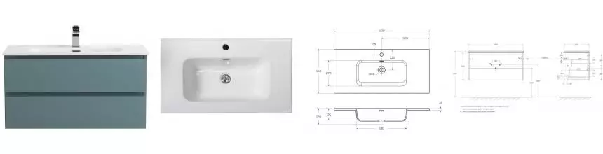 Тумба с раковиной «Belbagno» Kraft 100 (100/50) подвесная голубая матовая