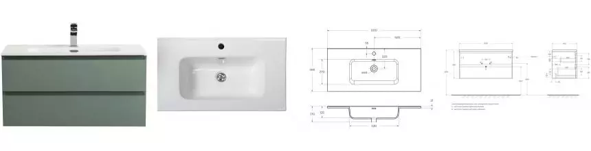 Тумба с раковиной «Belbagno» Kraft 100 (100/50) подвесная еловая матовая