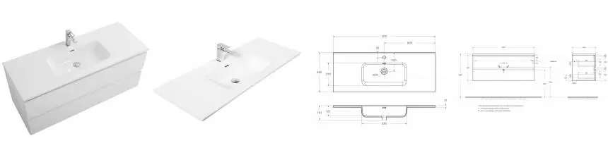 Тумба с раковиной «Belbagno» Kraft 120 (121/46) подвесная Bianco Opaco