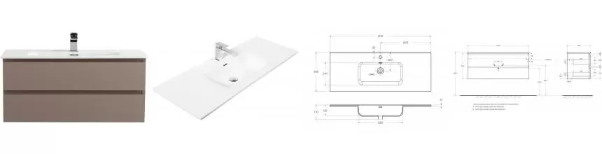Тумба с раковиной «Belbagno» Kraft 120 (121/46) подвесная бежевая матовая