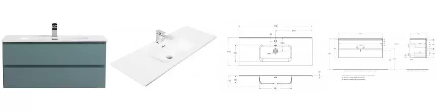 Тумба с раковиной «Belbagno» Kraft 120 (121/46) подвесная голубая матовая